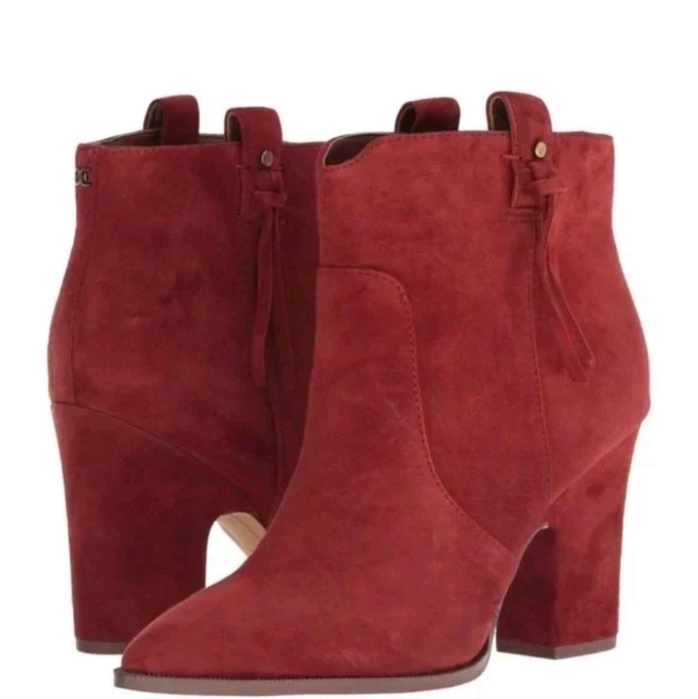 Sam Edelman Red Suede Ankle Booties